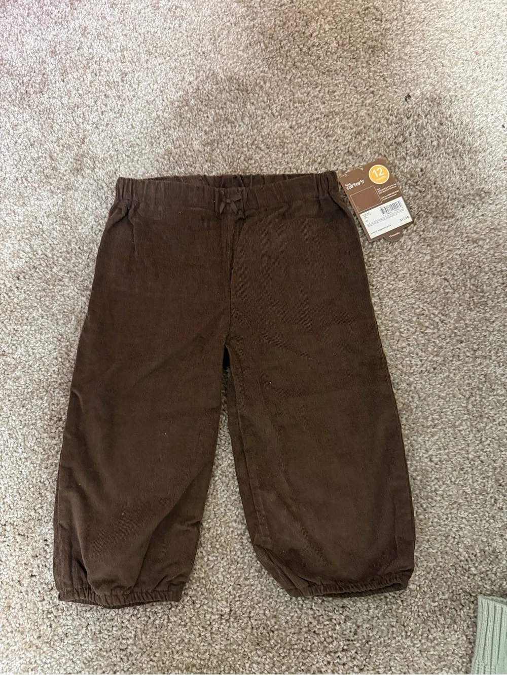 NWT Y2K Carter's Brown Corduroy Ruffle Girls Pants 12M